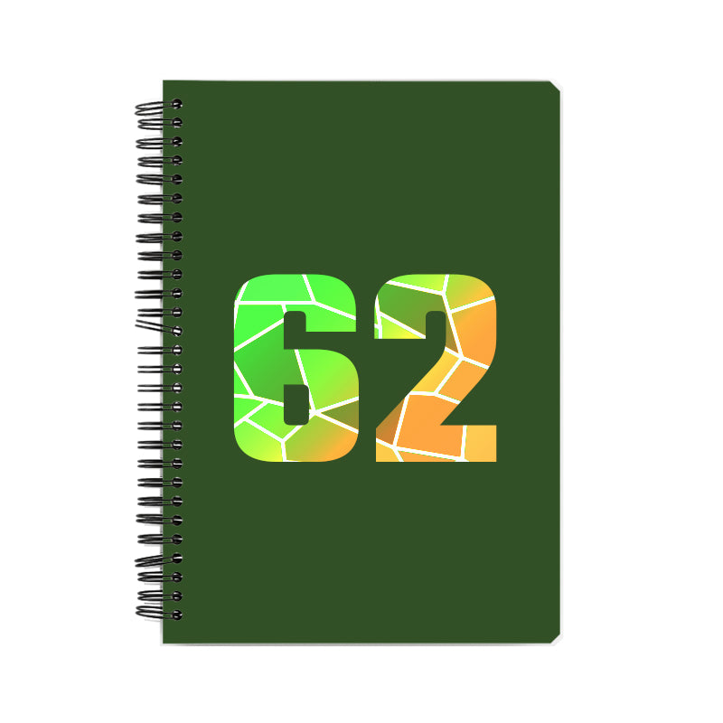 62 Number Notebook (Olive Green, A5 Size, 100 Pages, Ruled, 6 Pack)