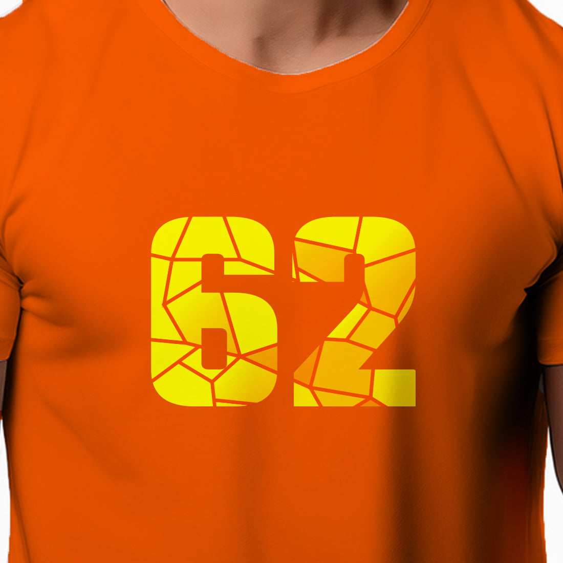 62 Number Men Unisex T-Shirt | Custom Number Graphic Tee (Orange)