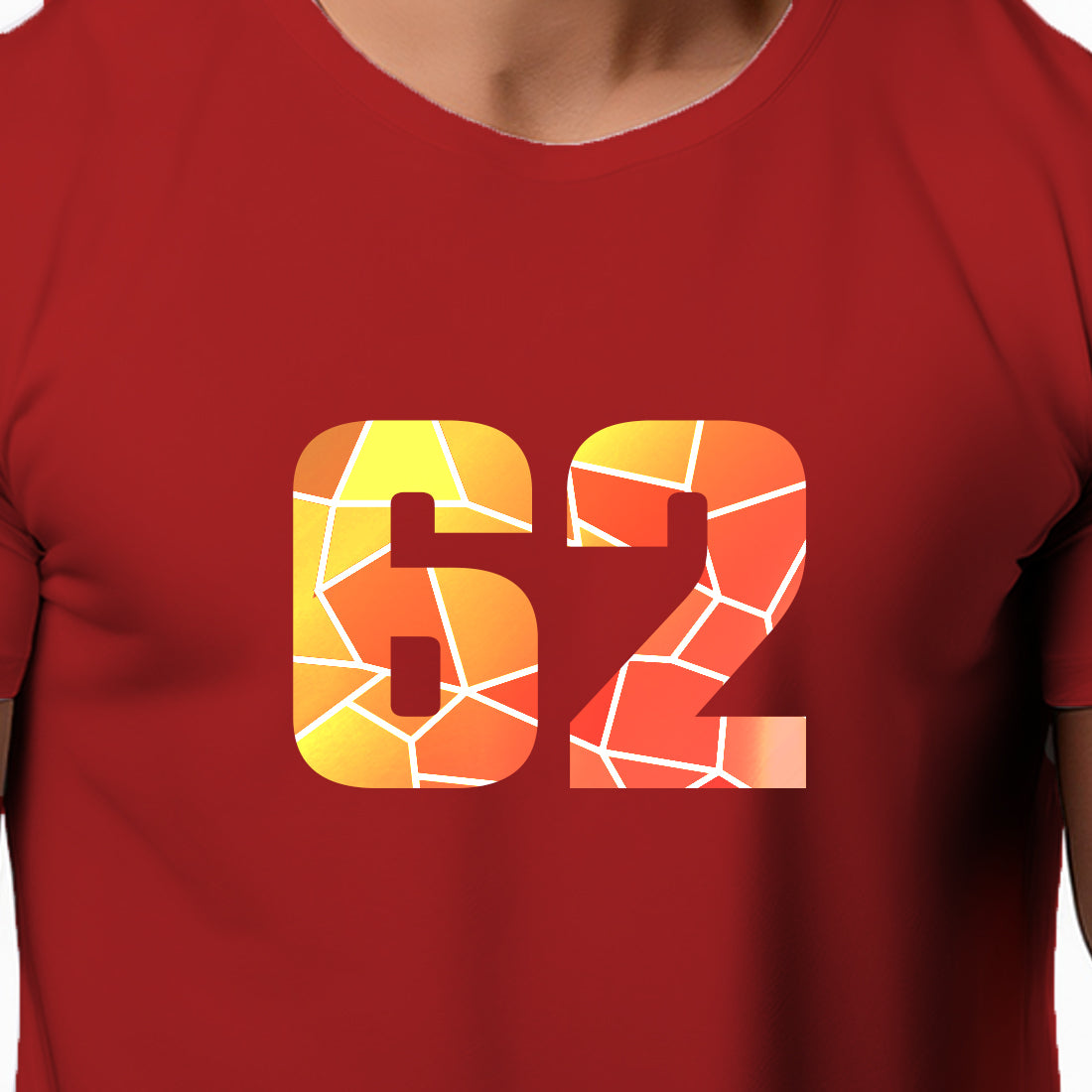 62 Number Men Unisex T-Shirt | Custom Number Graphic Tee (Red)