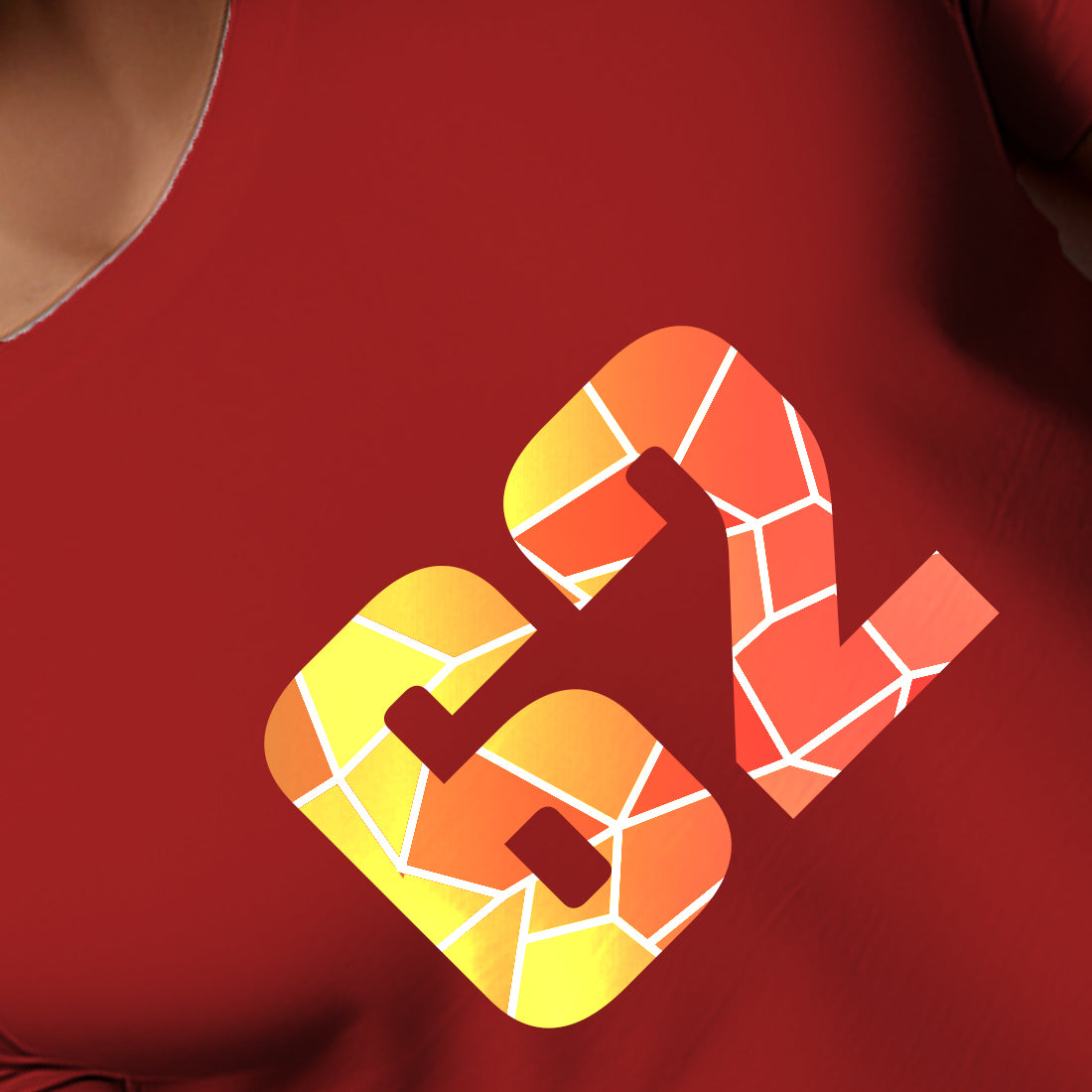 62 Number Men Unisex T-Shirt | Custom Number Graphic Tee (Red)