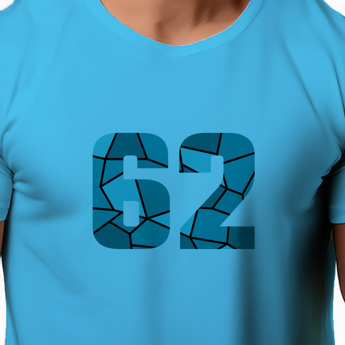 62 Number Men Unisex T-Shirt | Custom Number Graphic Tee (Sky Blue)