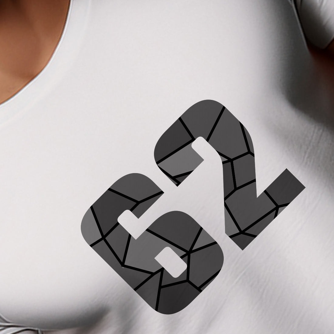 62 Number Men Unisex T-Shirt | Custom Number Graphic Tee (White)