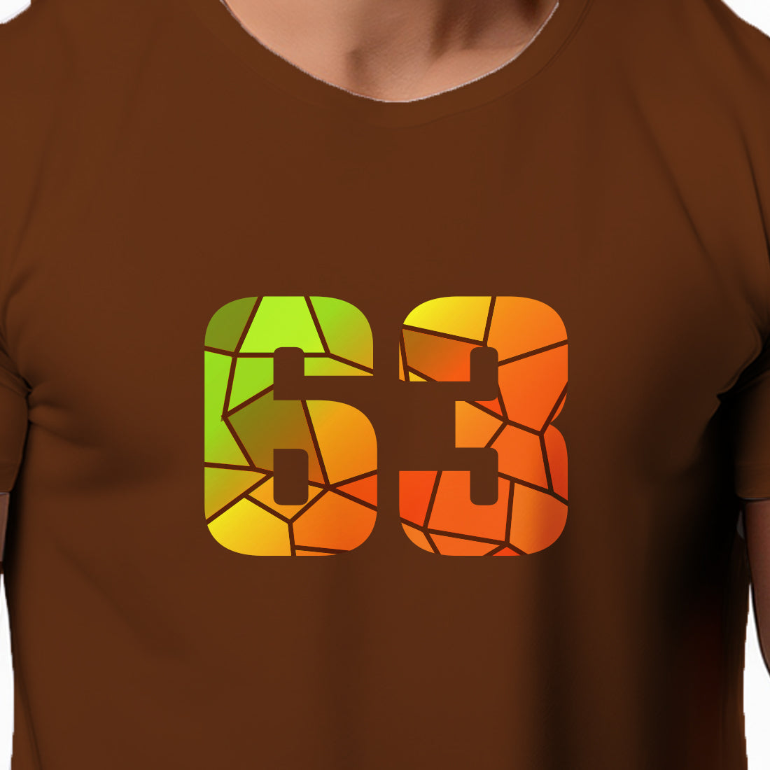 63 Number Men Unisex T-Shirt | Custom Number Graphic Tee (Brown)