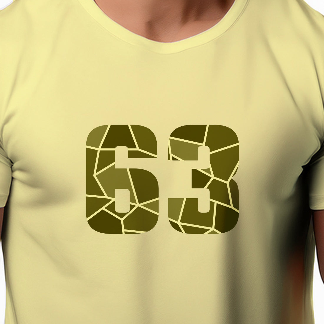63 Number Men Unisex T-Shirt | Custom Number Graphic Tee (Butter Yellow)
