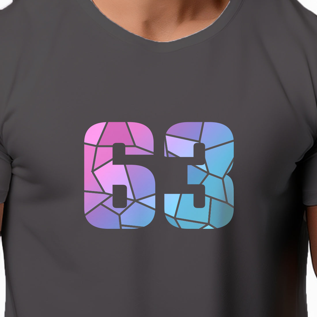 63 Number Men Unisex T-Shirt | Custom Number Graphic Tee (Charcoal Grey)