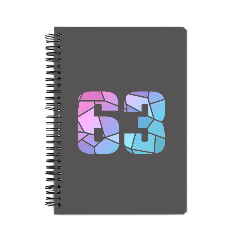 63 Number Notebook (Charcoal Grey, A5 Size, 100 Pages, Ruled, 6 Pack)