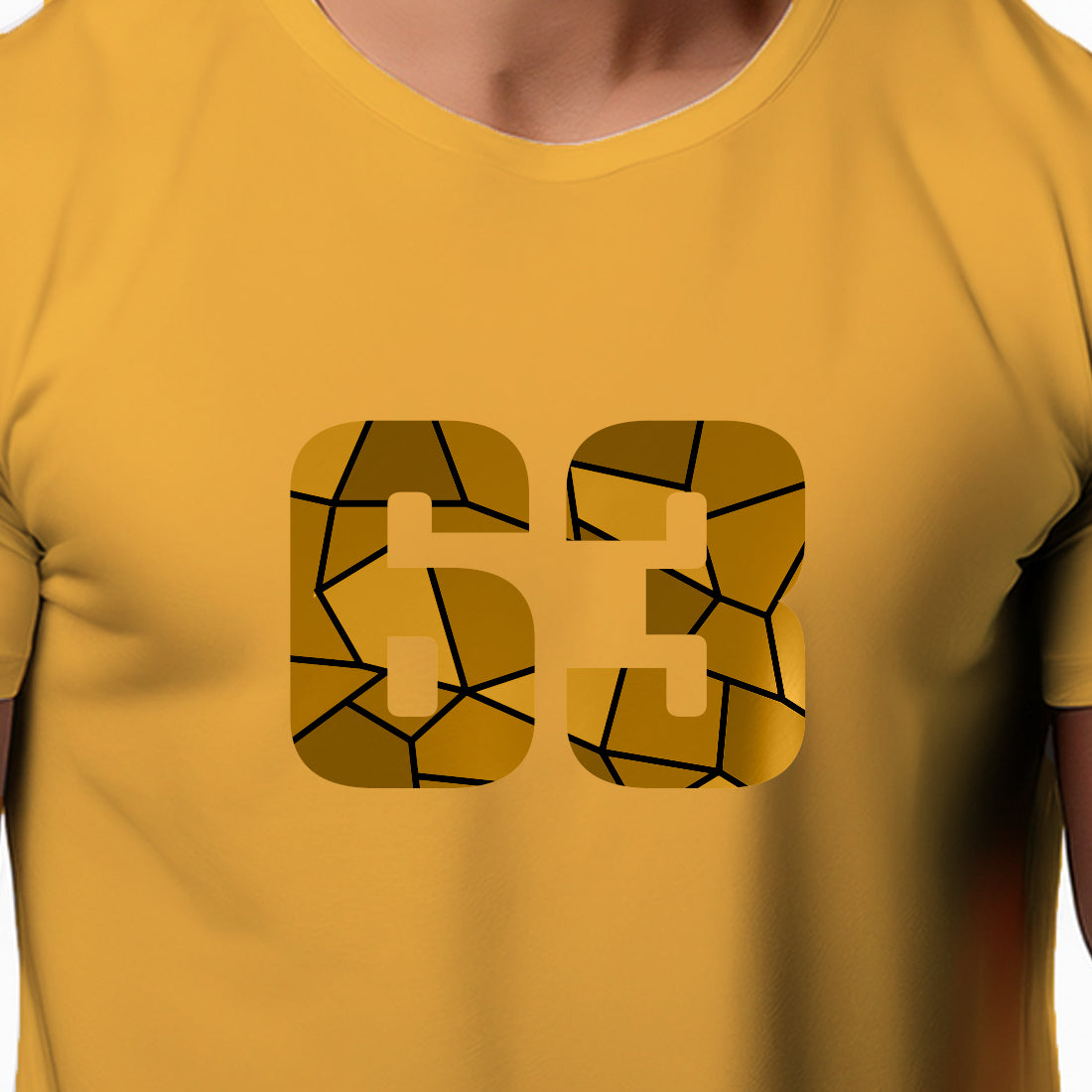 63 Number Men Unisex T-Shirt (Golden Yellow)