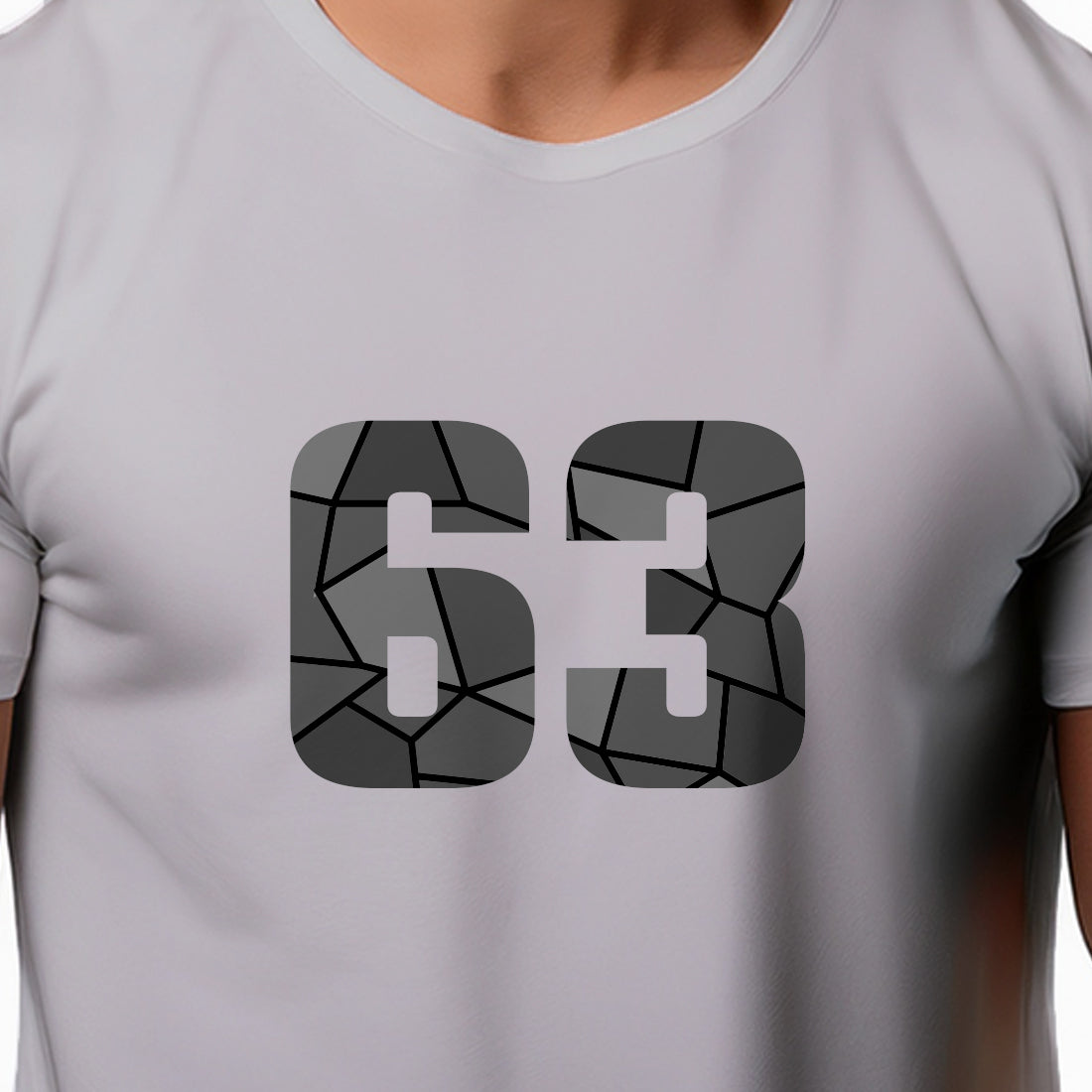 63 Number Men Unisex T-Shirt | Custom Number Graphic Tee (Melange Grey)