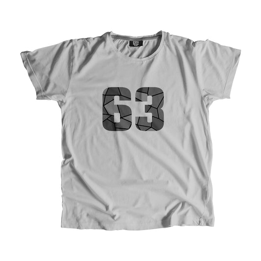 63 Number Men Unisex T-Shirt | Custom Number Graphic Tee (Melange Grey)