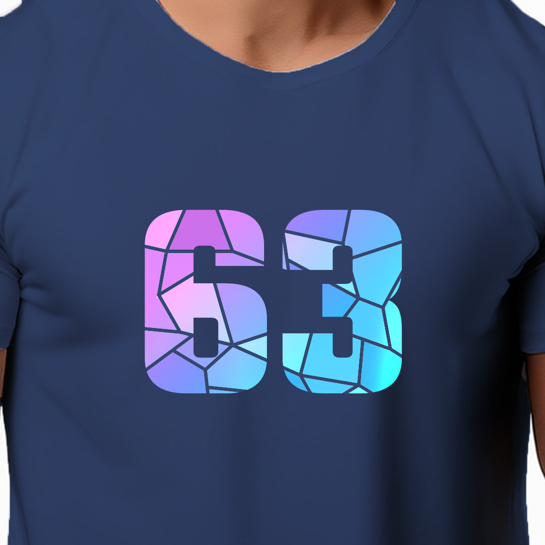63 Number Men Unisex T-Shirt | Custom Number Graphic Tee (Navy Blue)