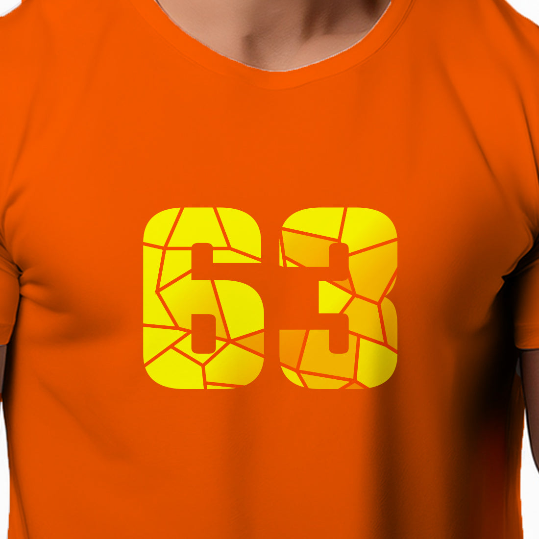 63 Number Men Unisex T-Shirt | Custom Number Graphic Tee (Orange)