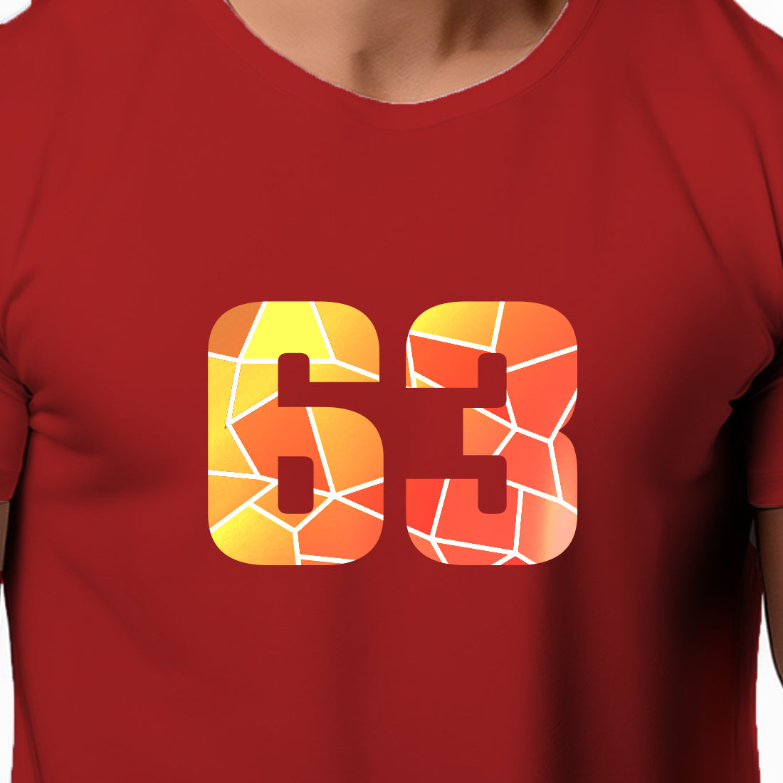 63 Number Men Unisex T-Shirt | Custom Number Graphic Tee (Red)