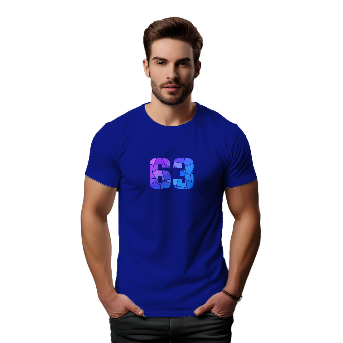 63 Number Men Unisex T-Shirt (Royal Blue)