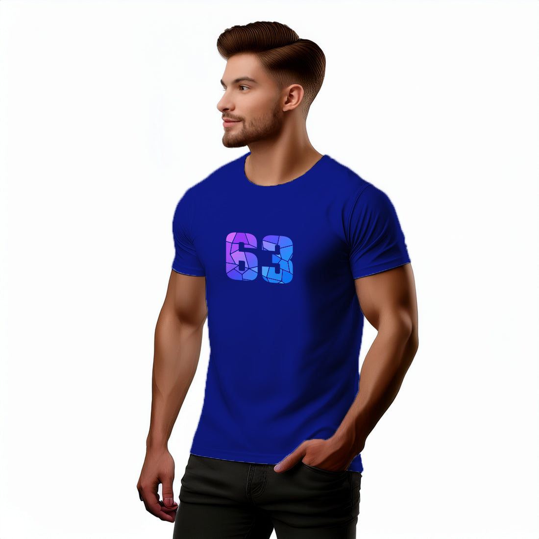 63 Number Men Unisex T-Shirt (Royal Blue)
