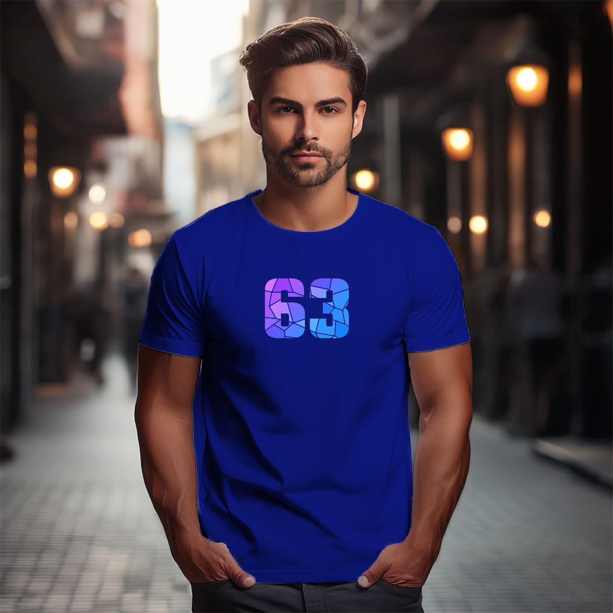 63 Number Men Unisex T-Shirt (Royal Blue)