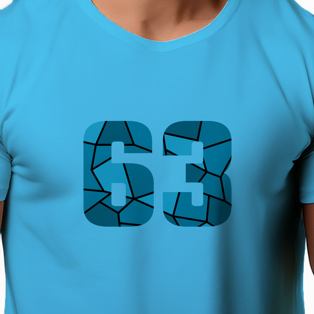 63 Number Men Unisex T-Shirt | Custom Number Graphic Tee (Sky Blue)