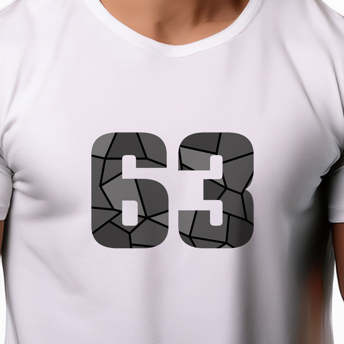 63 Number Men Unisex T-Shirt | Custom Number Graphic Tee (White)