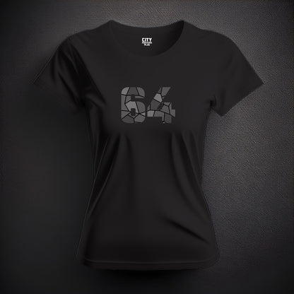 64 Number Women T-Shirt (Black) | Stylish Numeric Graphic Tee