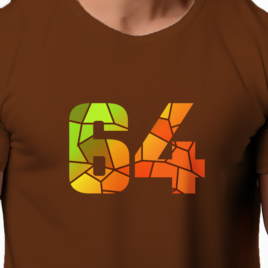 64 Number Men Unisex T-Shirt | Custom Number Graphic Tee (Brown)