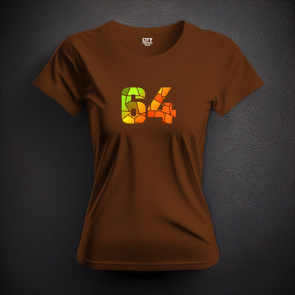 64 Number Women T-Shirt (Brown) | Stylish Numeric Graphic Tee