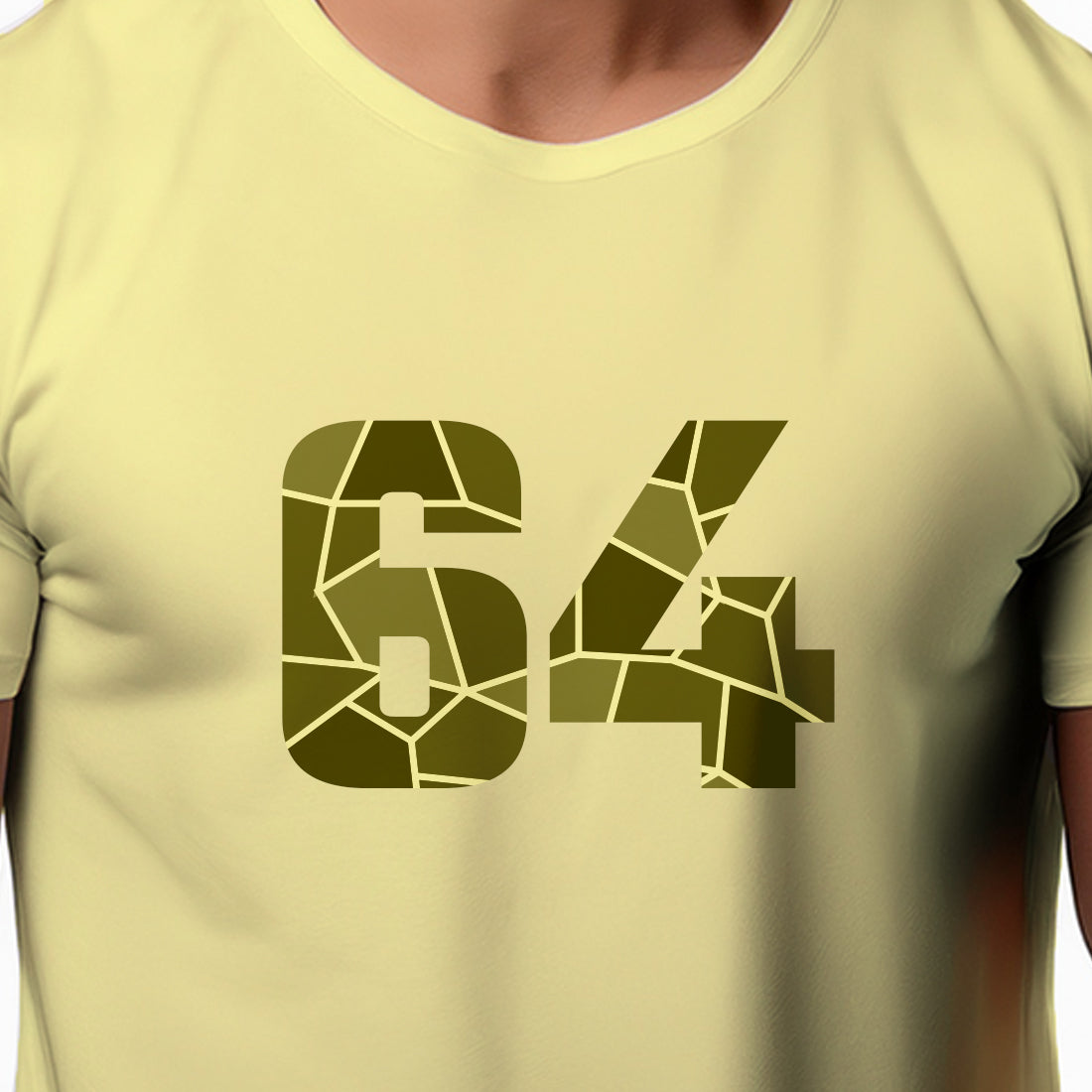 64 Number Men Unisex T-Shirt | Custom Number Graphic Tee (Butter Yellow)