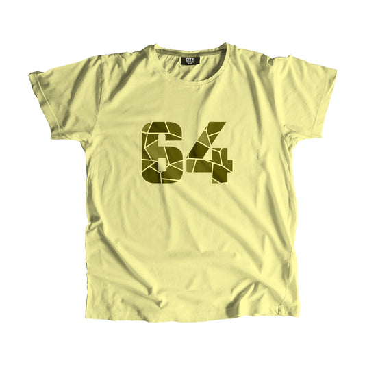 64 Number Men Unisex T-Shirt | Custom Number Graphic Tee (Butter Yellow)