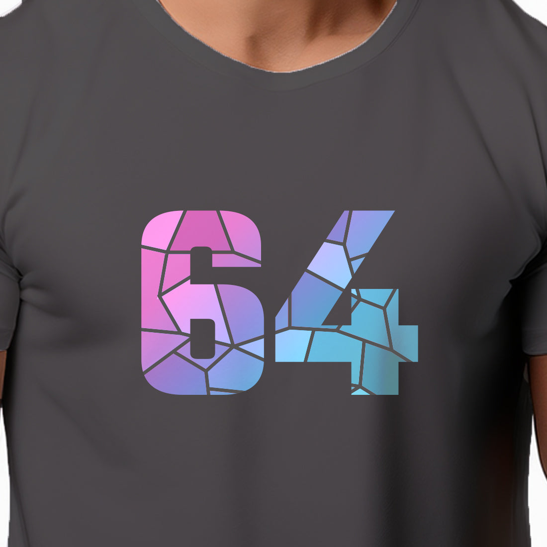 64 Number Men Unisex T-Shirt | Custom Number Graphic Tee (Charcoal Grey)