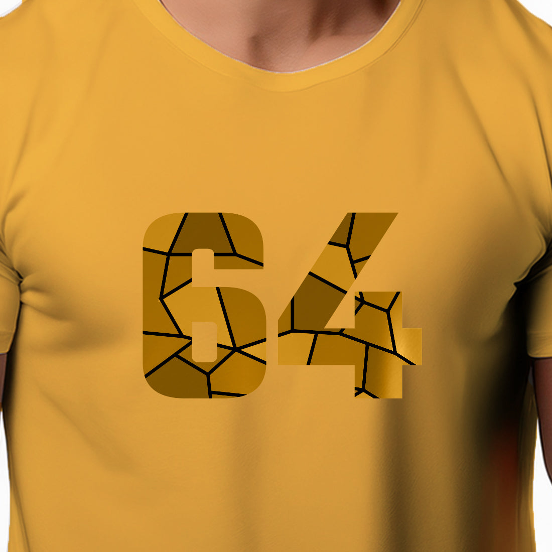 64 Number Men Unisex T-Shirt | Custom Number Graphic Tee (Golden Yellow)