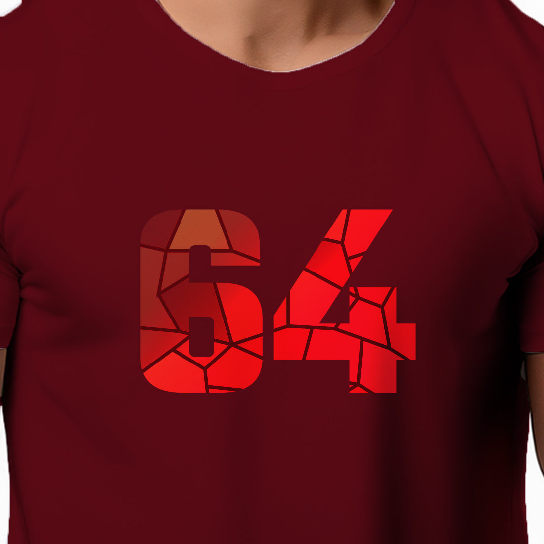 64 Number Men Unisex T-Shirt | Custom Number Graphic Tee (Maroon)