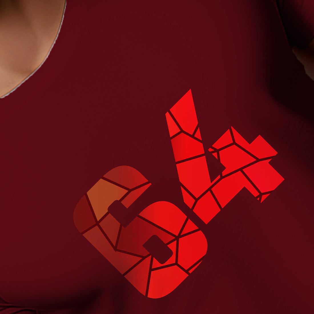 64 Number Men Unisex T-Shirt | Custom Number Graphic Tee (Maroon)