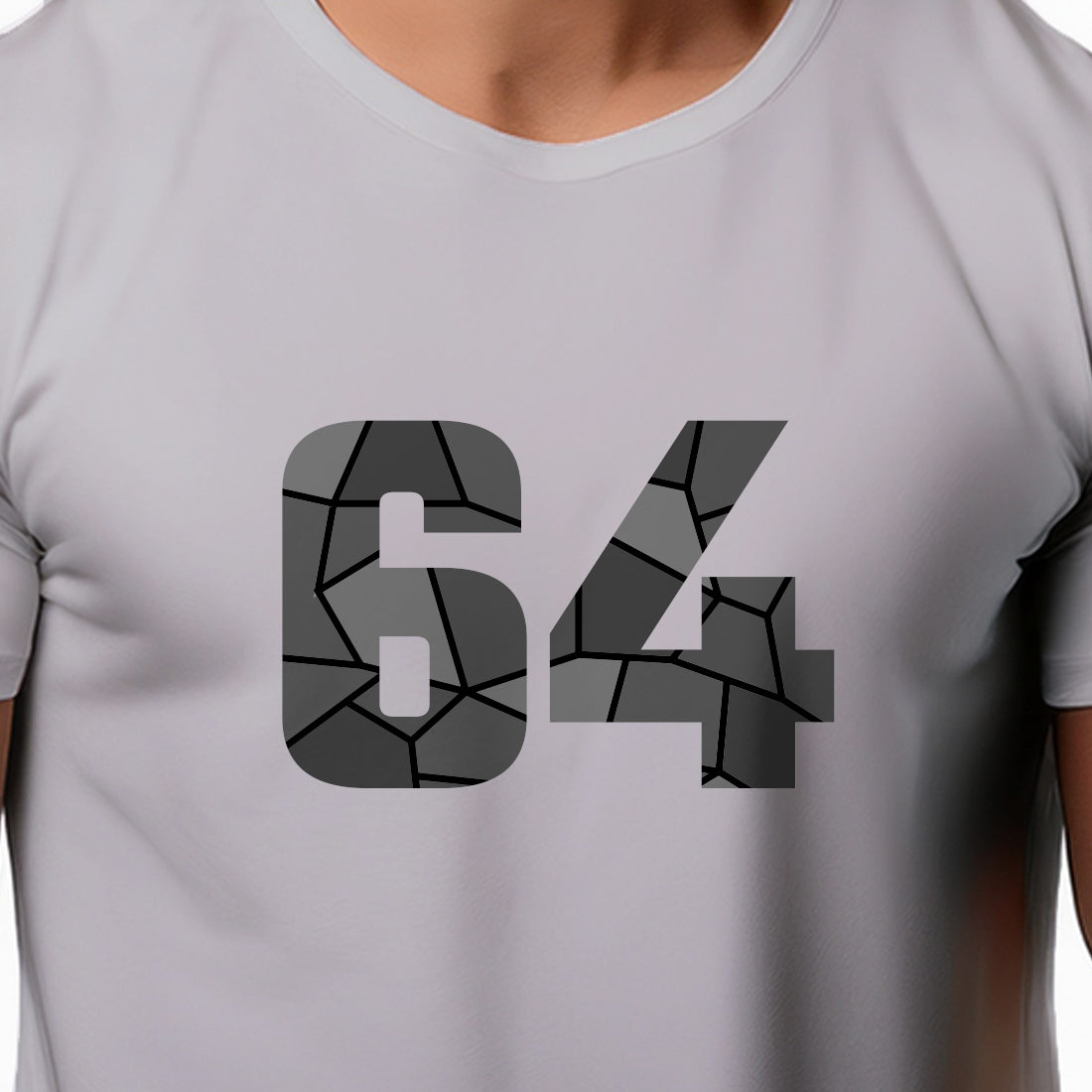 64 Number Men Unisex T-Shirt | Custom Number Graphic Tee (Melange Grey)