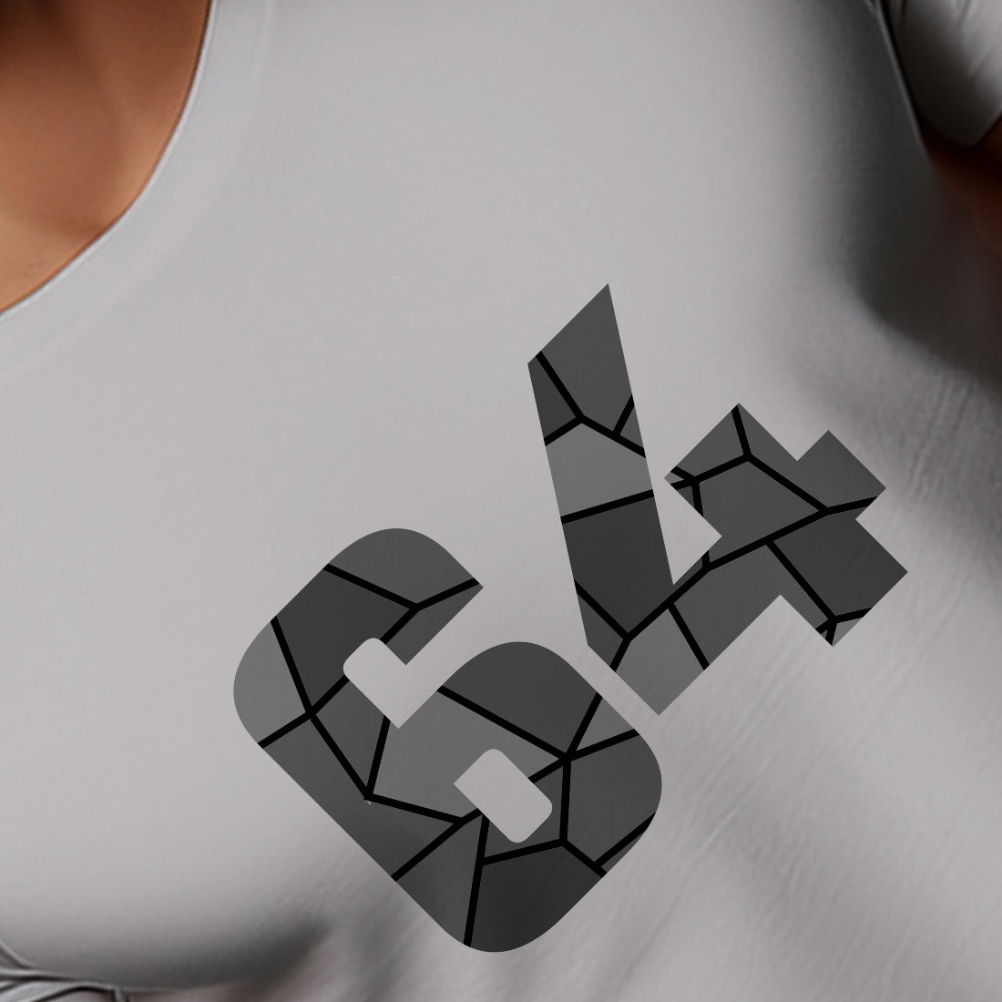 64 Number Men Unisex T-Shirt | Custom Number Graphic Tee (Melange Grey)