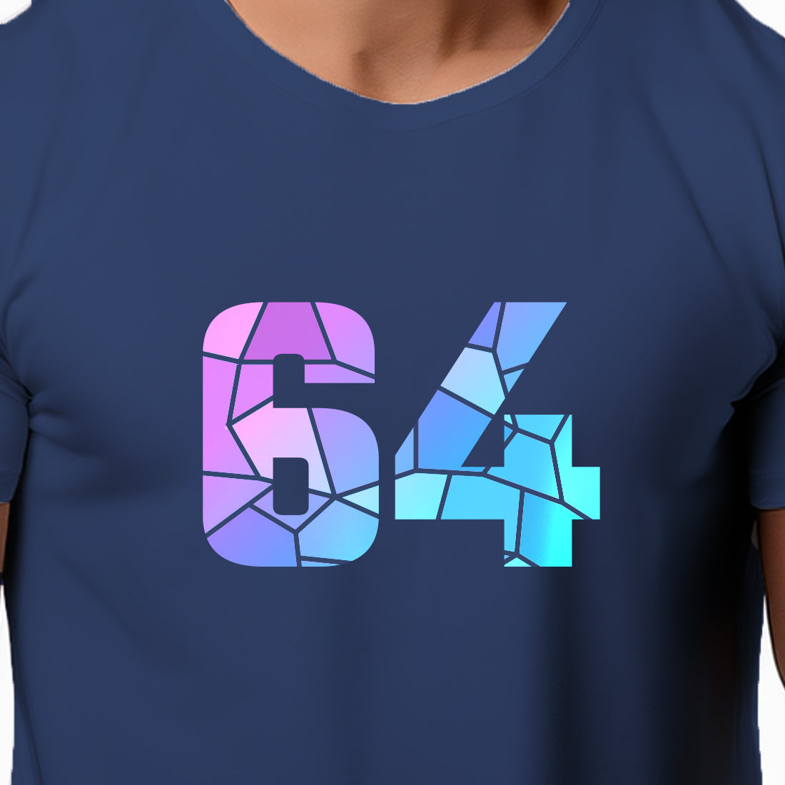 64 Number Men Unisex T-Shirt | Custom Number Graphic Tee (Navy Blue)