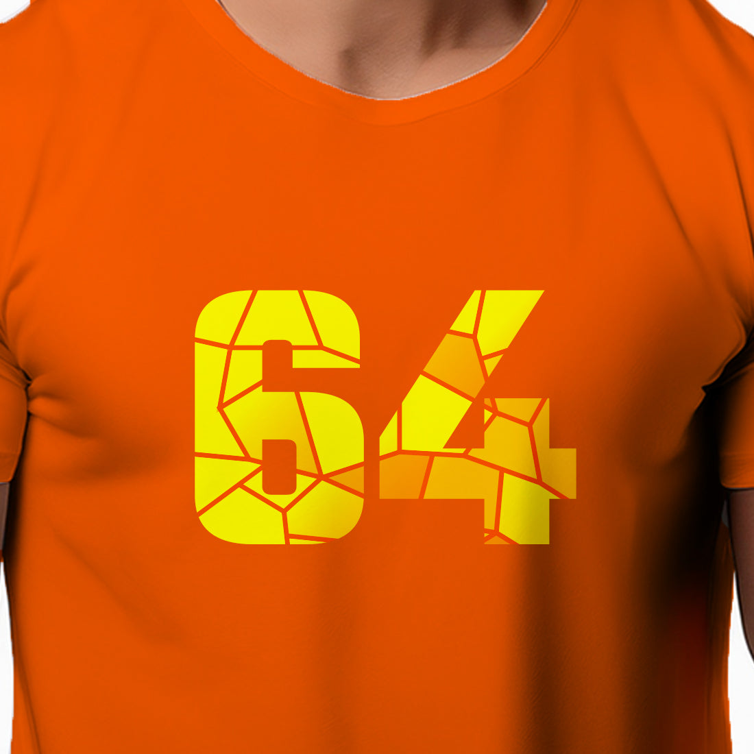 64 Number Men Unisex T-Shirt | Custom Number Graphic Tee (Orange)