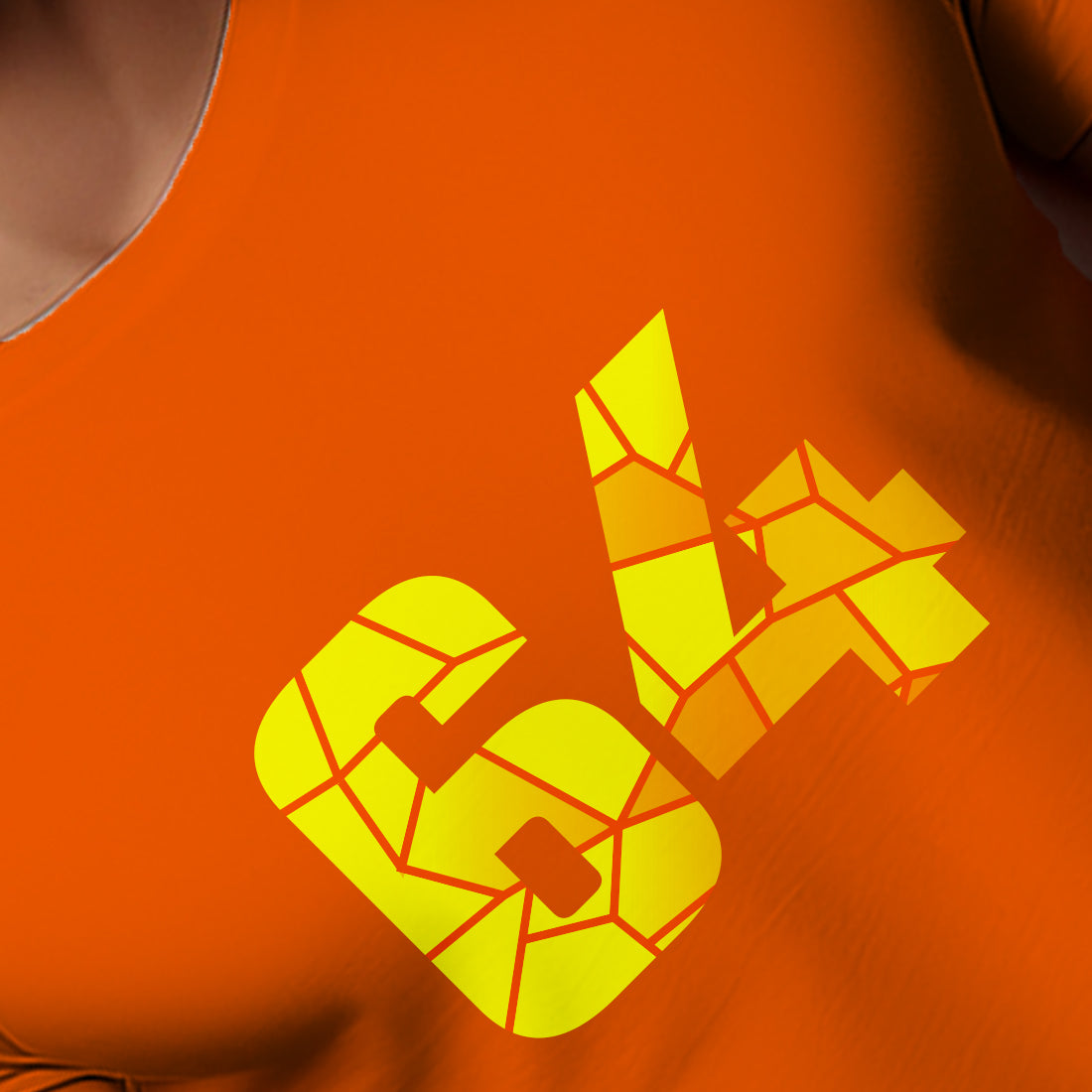 64 Number Men Unisex T-Shirt | Custom Number Graphic Tee (Orange)