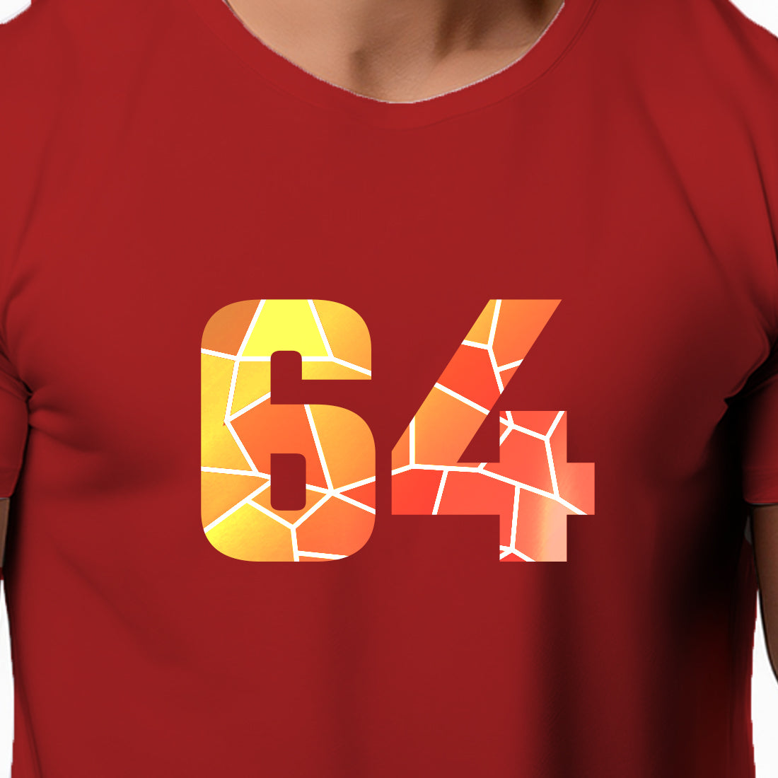 64 Number Men Unisex T-Shirt | Custom Number Graphic Tee (Red)