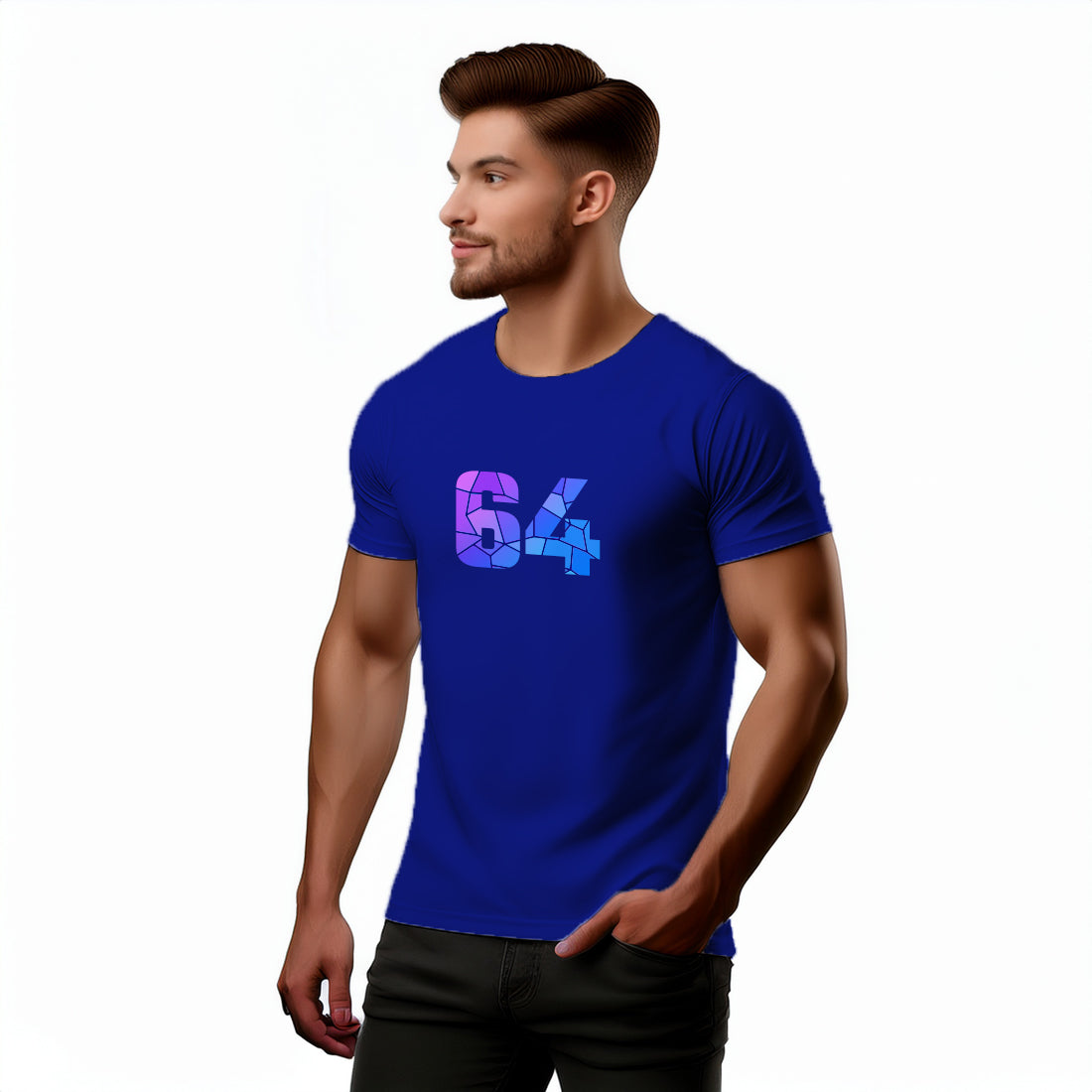 64 Number Men Unisex T-Shirt | Custom Number Graphic Tee (Royal Blue)