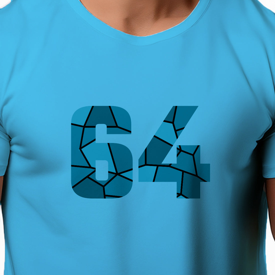 64 Number Men Unisex T-Shirt | Custom Number Graphic Tee (Sky Blue)
