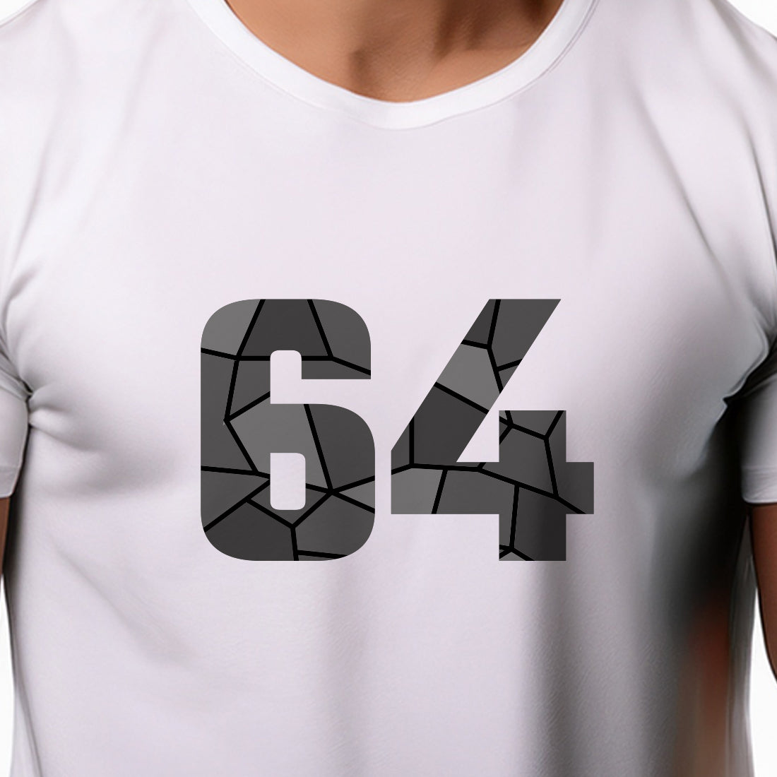64 Number Men Unisex T-Shirt | Custom Number Graphic Tee (White)