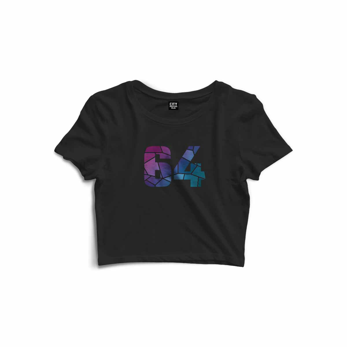 64 Number Women Crop Top (Black)