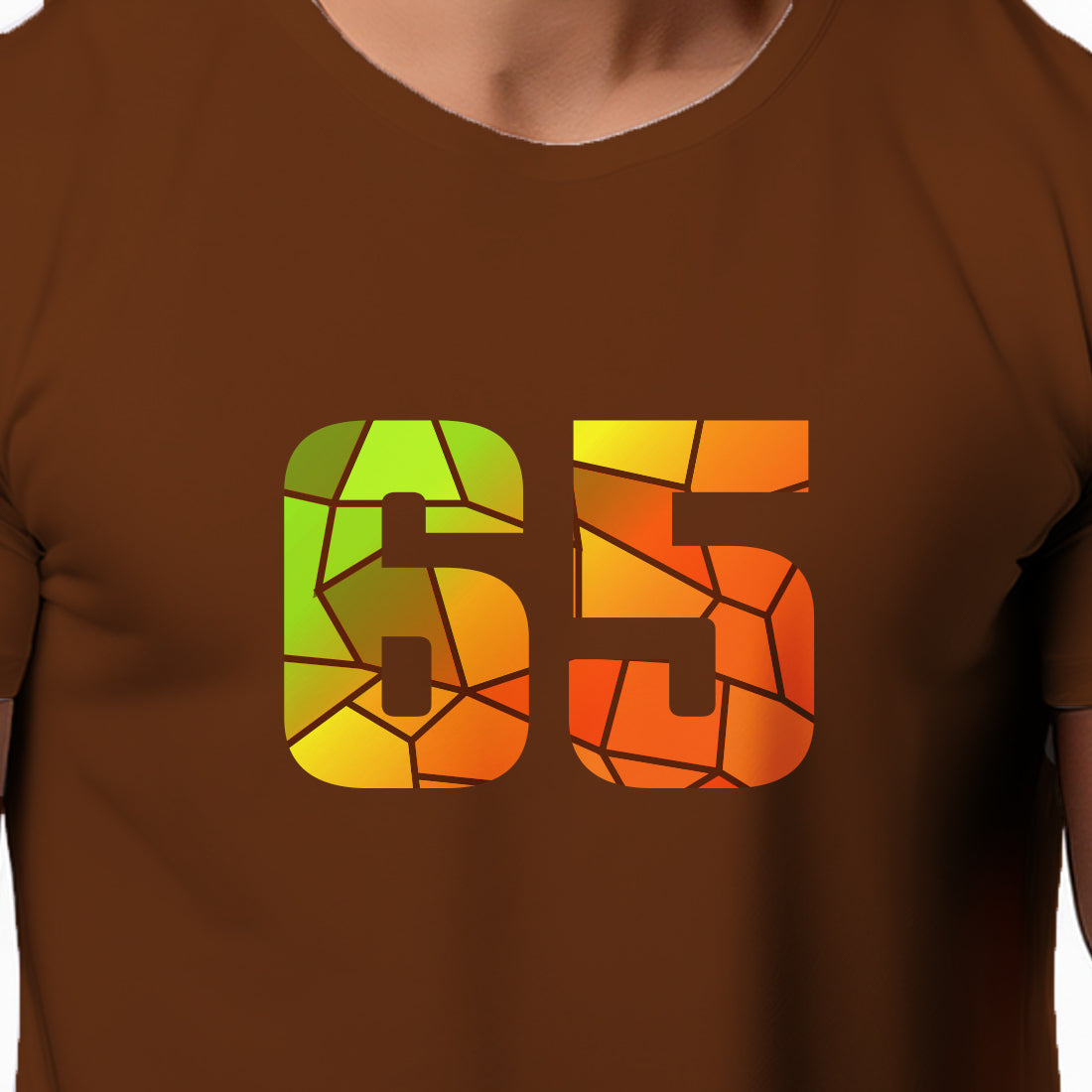 65 Number Men Unisex T-Shirt | Custom Number Graphic Tee (Brown)
