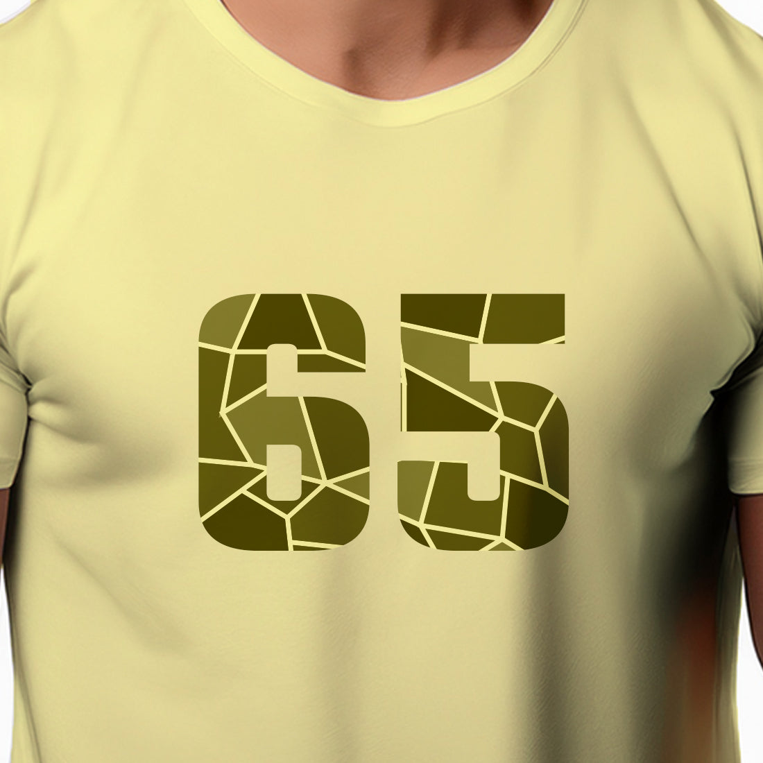65 Number Men Unisex T-Shirt | Custom Number Graphic Tee (Butter Yellow)