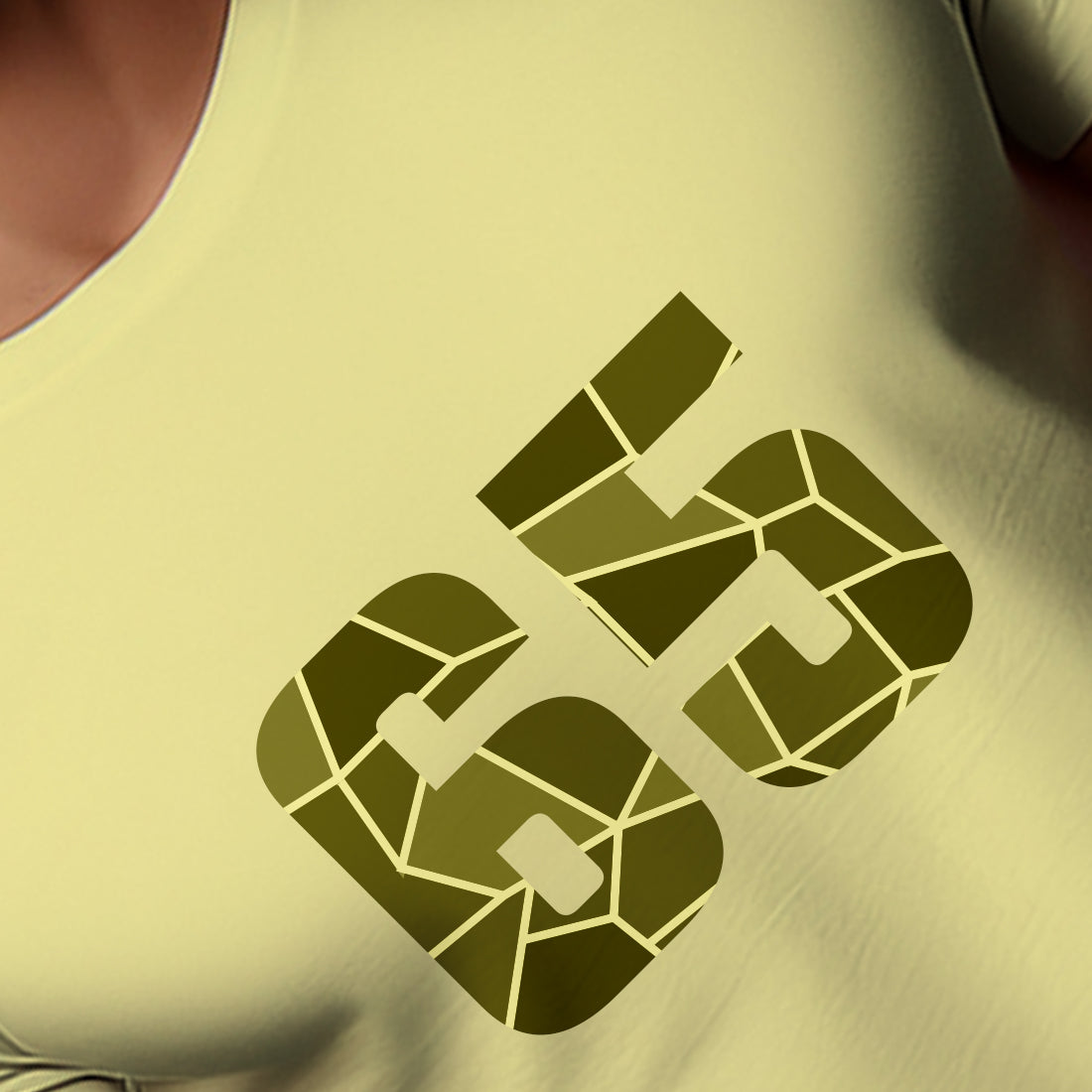 65 Number Men Unisex T-Shirt | Custom Number Graphic Tee (Butter Yellow)