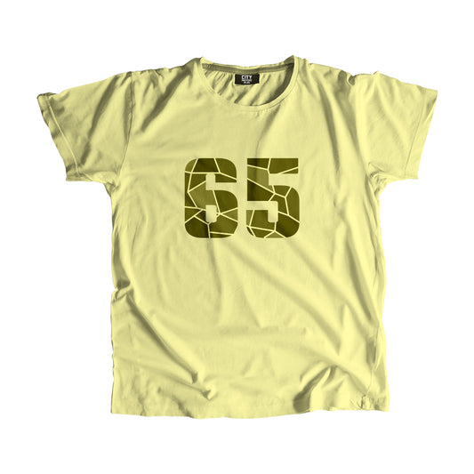 65 Number Men Unisex T-Shirt | Custom Number Graphic Tee (Butter Yellow)