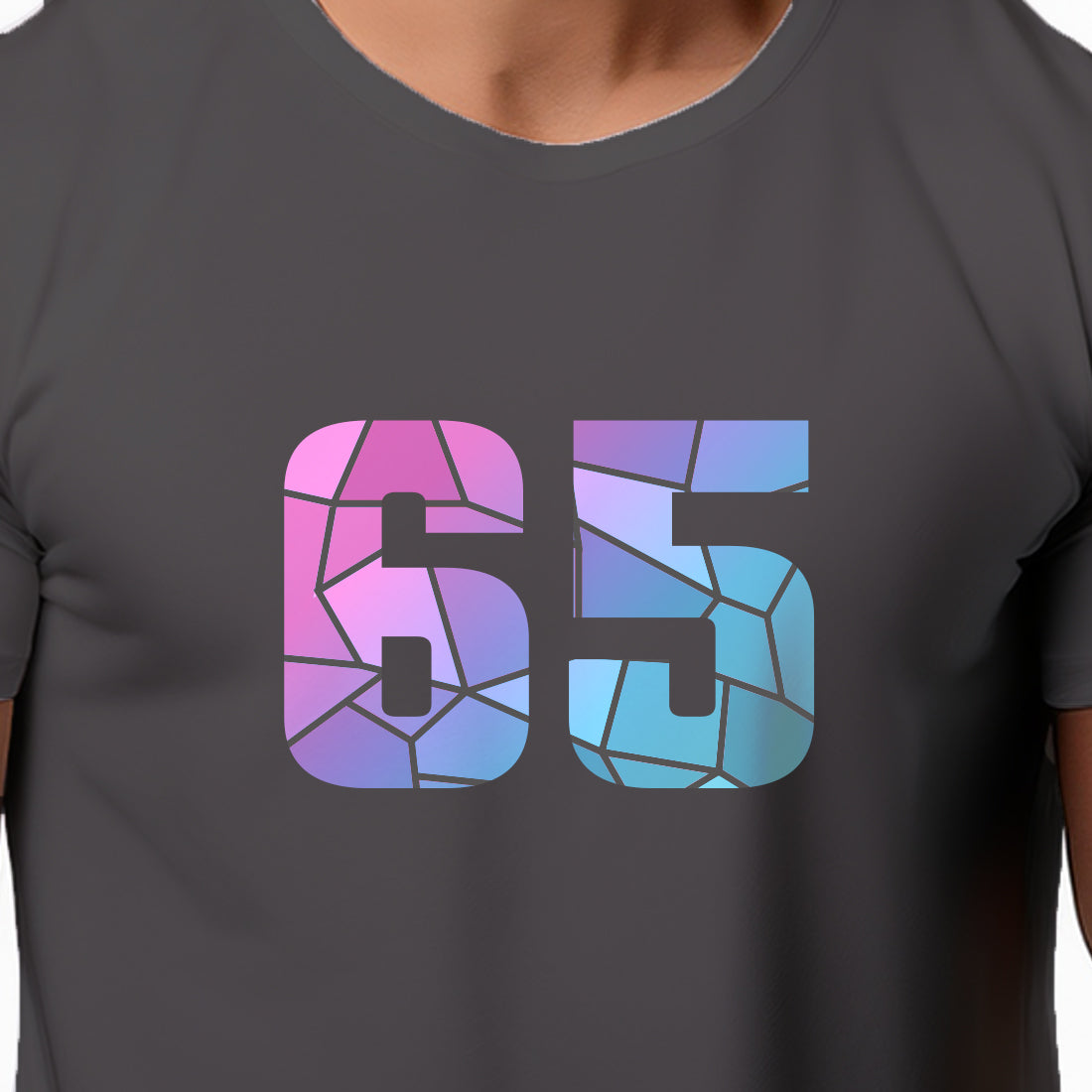 65 Number Men Unisex T-Shirt | Custom Number Graphic Tee (Charcoal Grey)