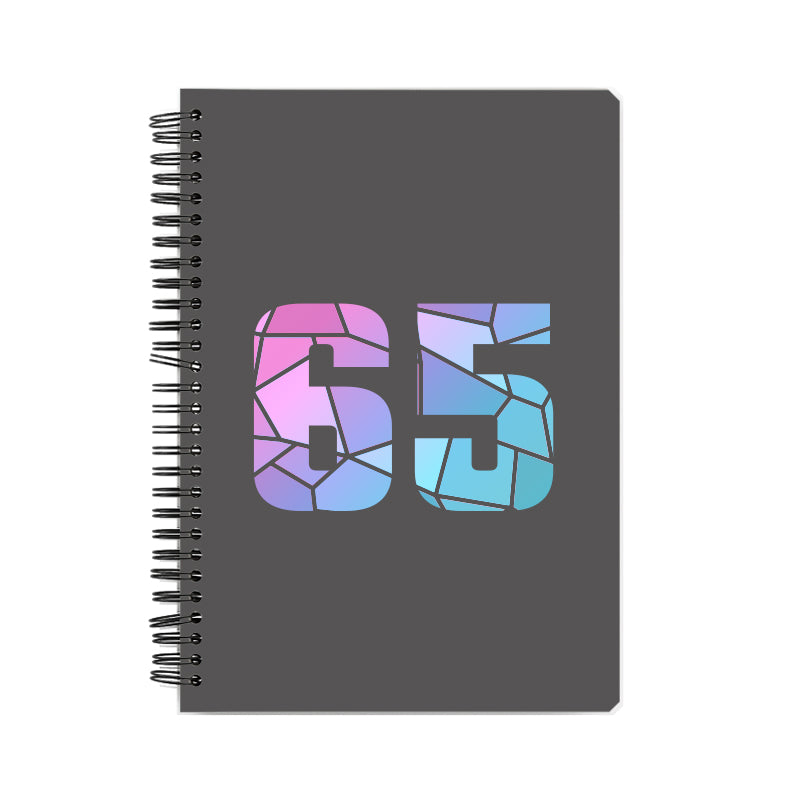 65 Number Notebook (Charcoal Grey, A5 Size, 100 Pages, Ruled, 6 Pack)