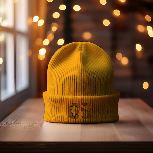 65 Number Cuffed Beanie (Gold)