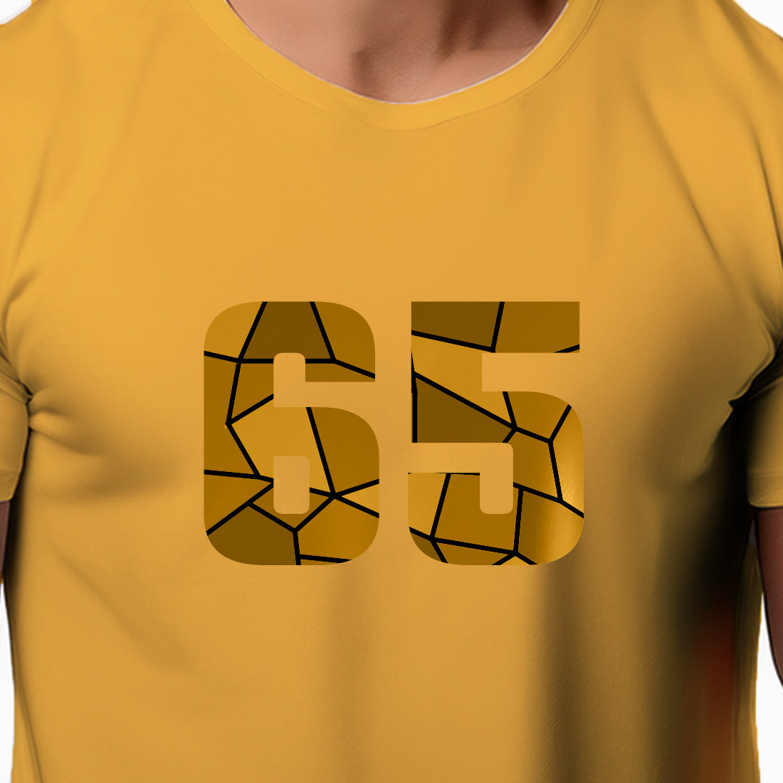65 Number Men Unisex T-Shirt | Custom Number Graphic Tee (Golden Yellow)