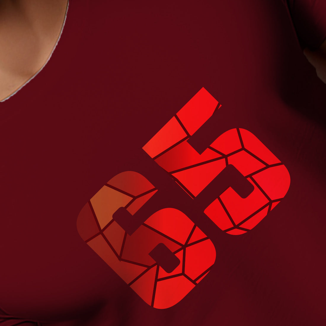 65 Number Men Unisex T-Shirt | Custom Number Graphic Tee (Maroon)