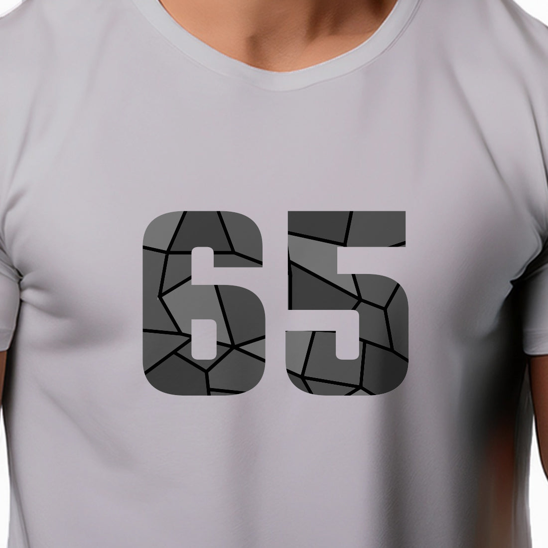 65 Number Men Unisex T-Shirt | Custom Number Graphic Tee (Melange Grey)